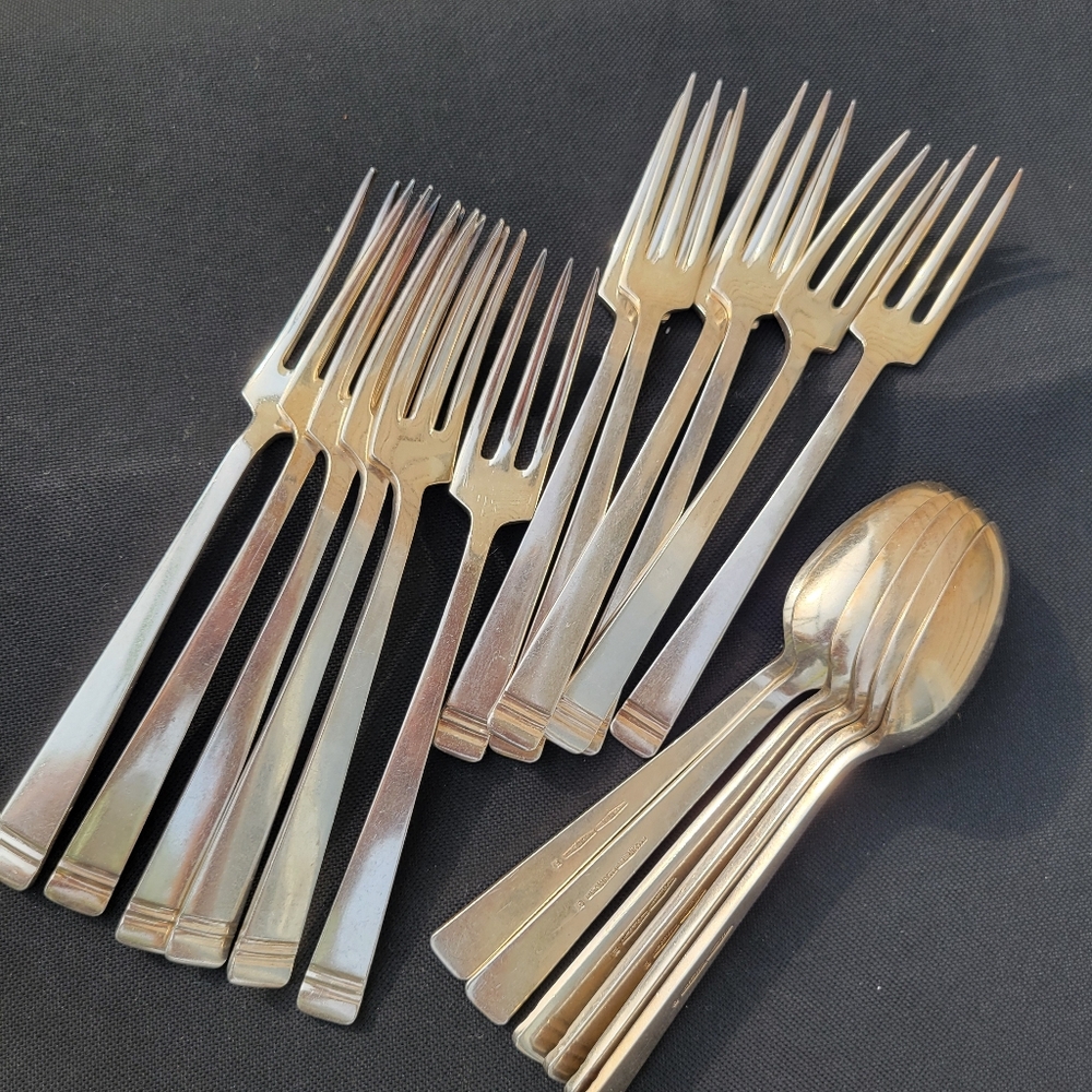 Mappin & Webb Silverplate Flatware Vintage (18ct) Lg & Sm Forks, Spoons 1930s?